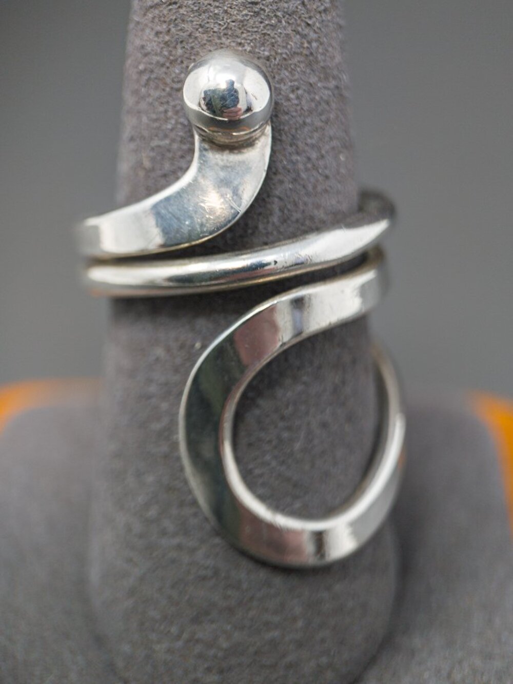 Sterling Silver Serpent Wrap Ring, Wide Coil Band, Size 8